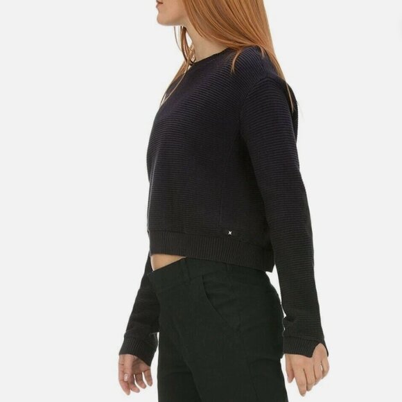 Hurley Sweater Weather Cropped Long Sleeve Sweater 100% Cotton in Black - Small - Picture 4 of 16